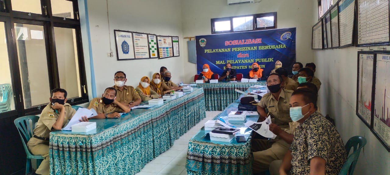 Sosialisasi Pelayanan Perizinan Berusaha dan Mal Pelayanan Publik Kabupaten Madiun di Kecamatan Mejayan pada tanggal 8 Juni 2021